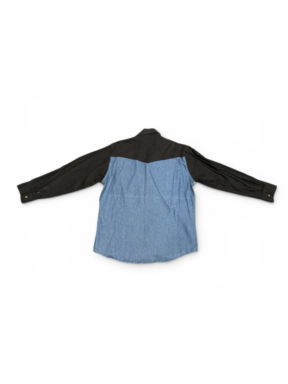 Vintage 90s Express Rider Mens Western Denim Colorblock Button Front Shirt Sz L - Picture 4 of 6
